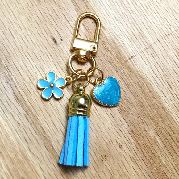 Blue Heart Purse Charm, Backpack Charm, Keychain, Gifts For Her, Handmade - Picture 4 of 5